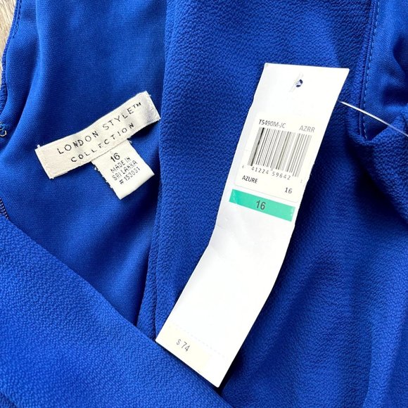 NWT London Style Collection Azure Blue Wrapover Jumpsuit Size 16 - Picture 2 of 8